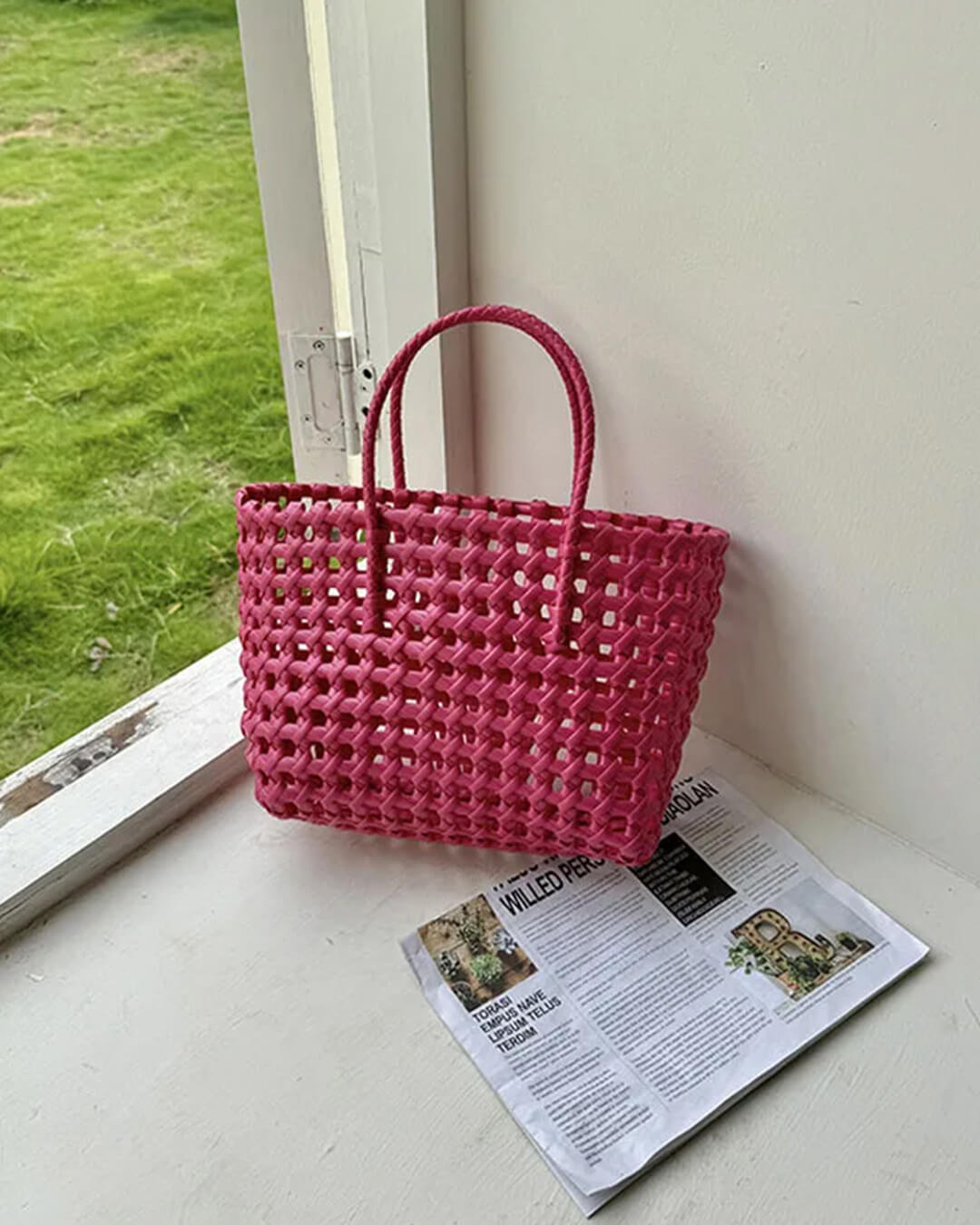 SOERA Cresta Open-Weave Tote Bag - Handbags -  Red