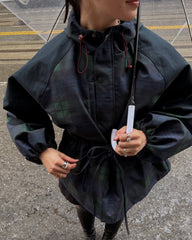 Emma Oversized Rutig Snörningsjacka