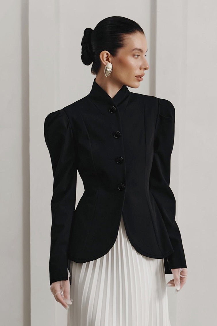 SOERA Aira Stand Collar Flared Blazer - Jackets - HO1770383550825792032 S