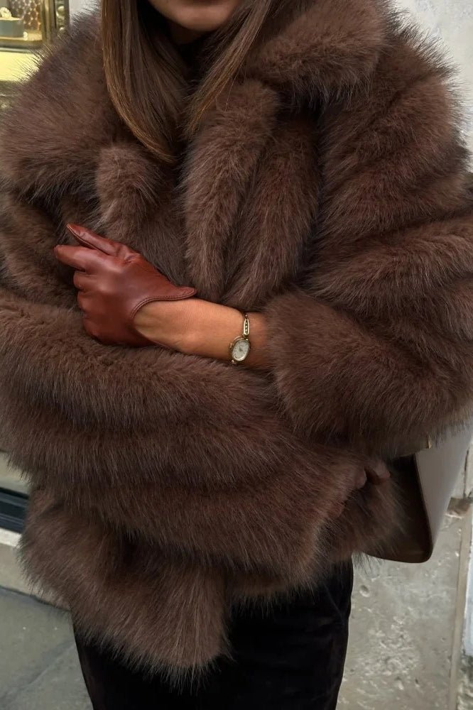 SOERA Colette Faux Fur Short Coat - Jackets - mo1765500291109095979 Brown S