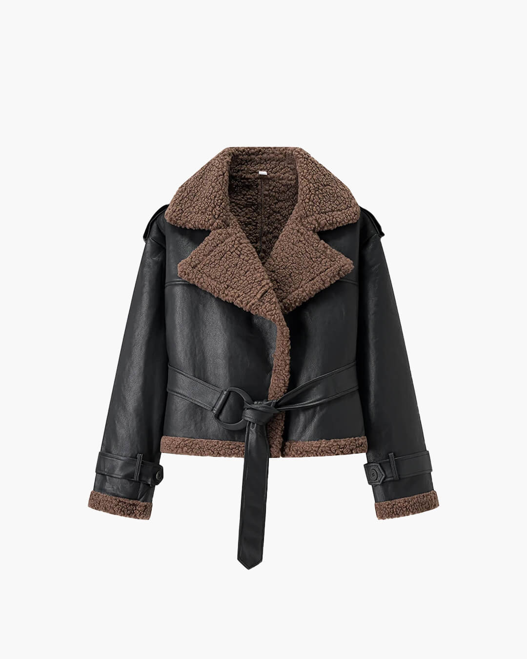 SOERA Cora Short Belted Faux Leather Jacket - Jackets -  Brown S