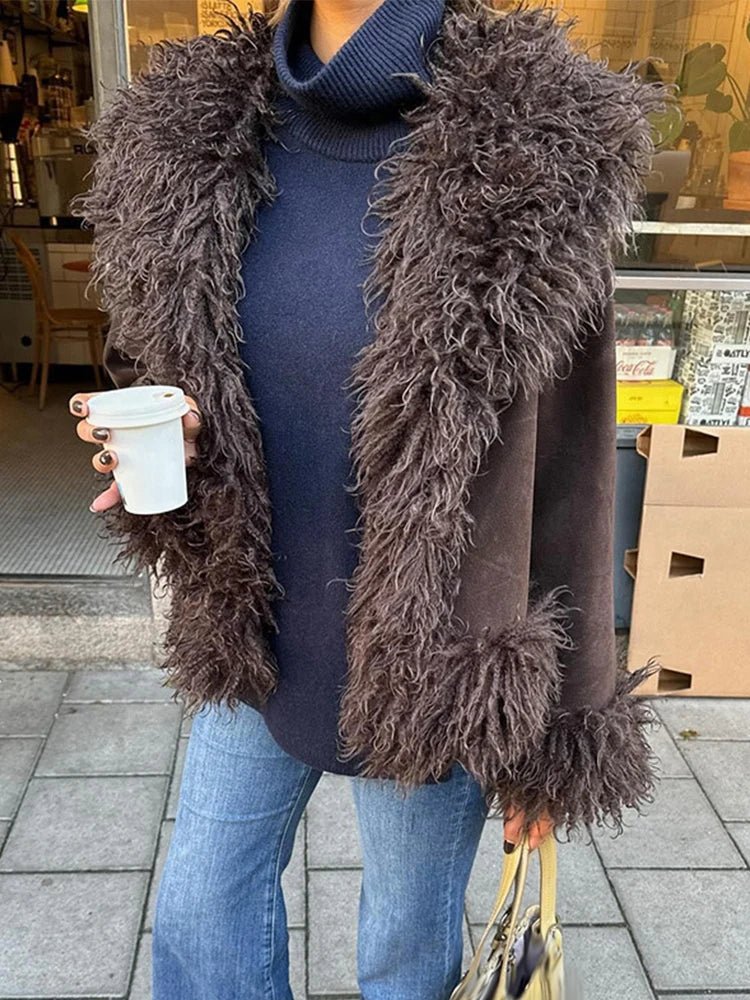 SOERA Daisy Plush Faux Fur Coat - Jackets - ca1760630816270241989 Brown M