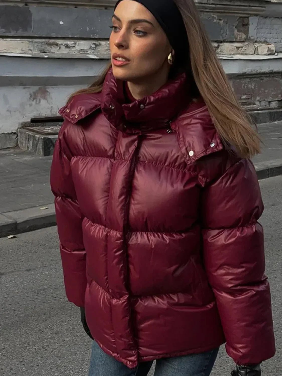 SOERA Eliza Hooded Padded Parka Coat - Jackets - WS1762345864131359911 Burgundy M