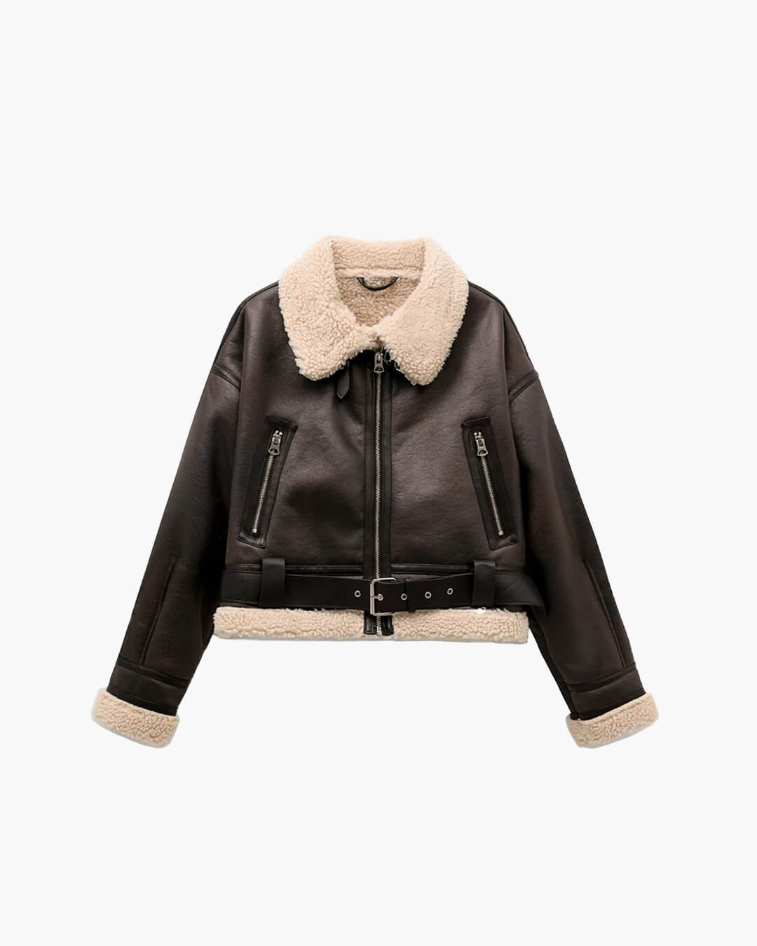 SOERA Elora Faux Leather Jacket - Jackets - 3256806656237115-;PI1765388021629167214 Brown XS