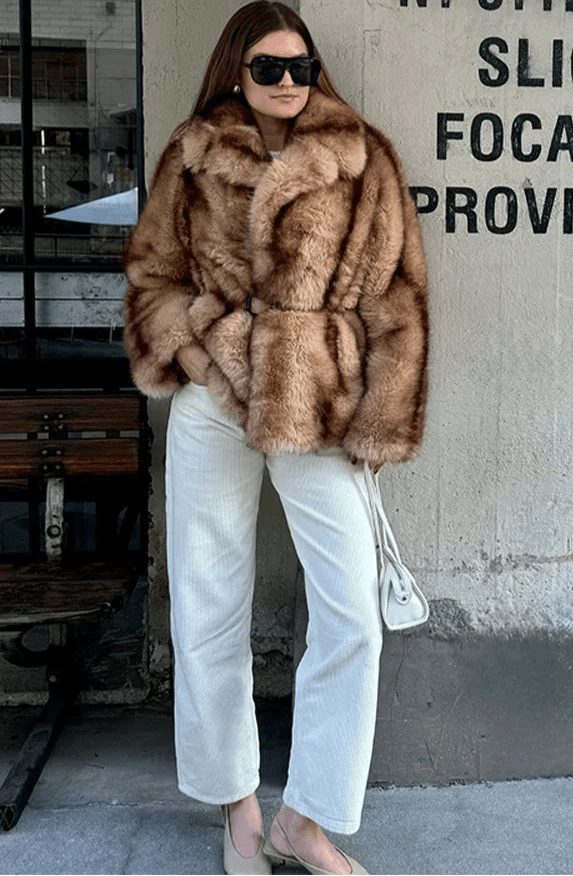 SOERA Fiona Faux Fur Coat - Jackets - px1761302825923431027 Brown L