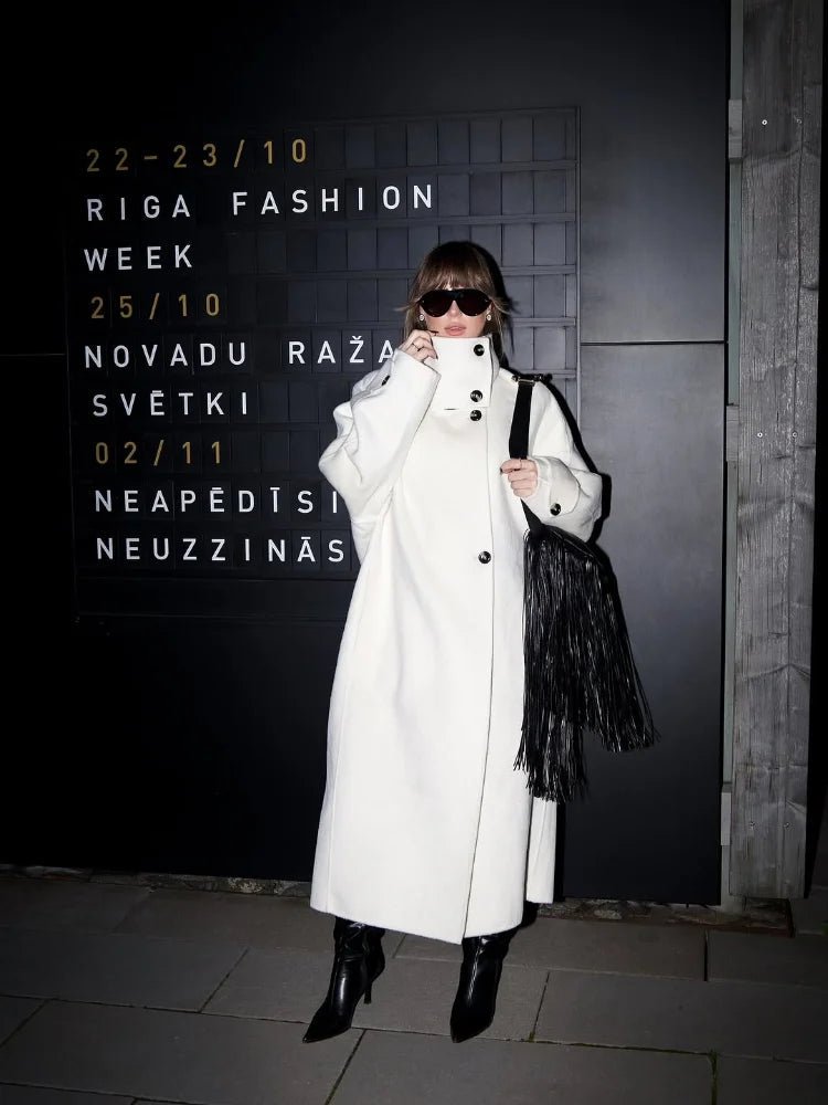 SOERA Juliana Stand Collar Long Coat - Jackets - NW1762345864135376556 Offwhite M
