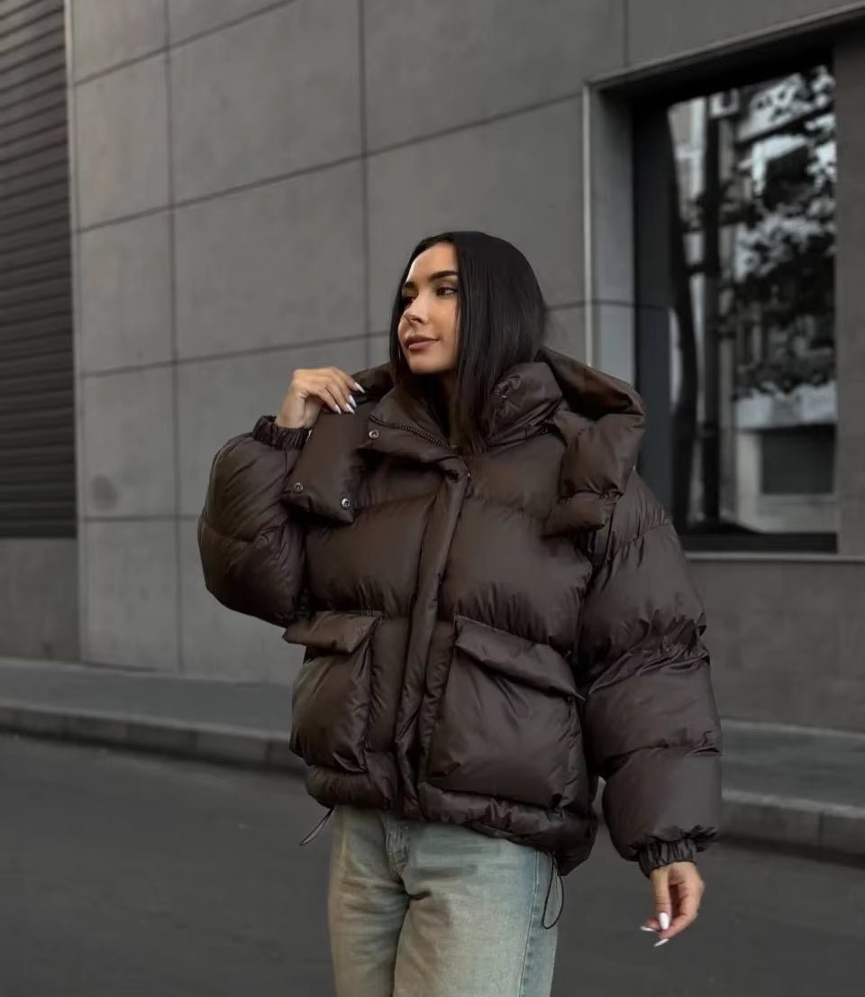 SOERA Lena Cropped Quilted Puffer Jacket - Jackets - SOERA-187331-BRO-S-66691 Brown S