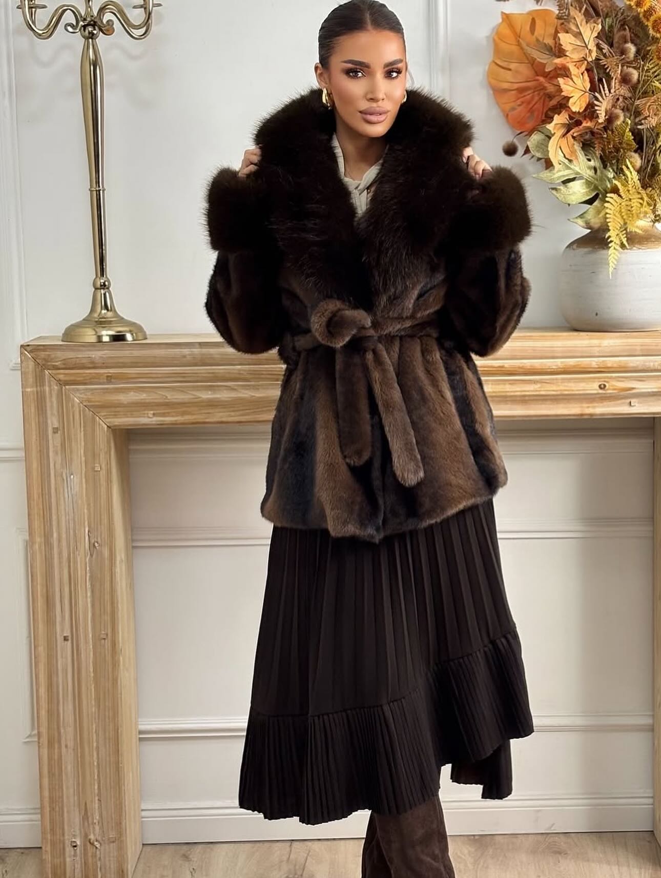 SOERA Louise Faux Fur Coat - Jackets -  M Coffee