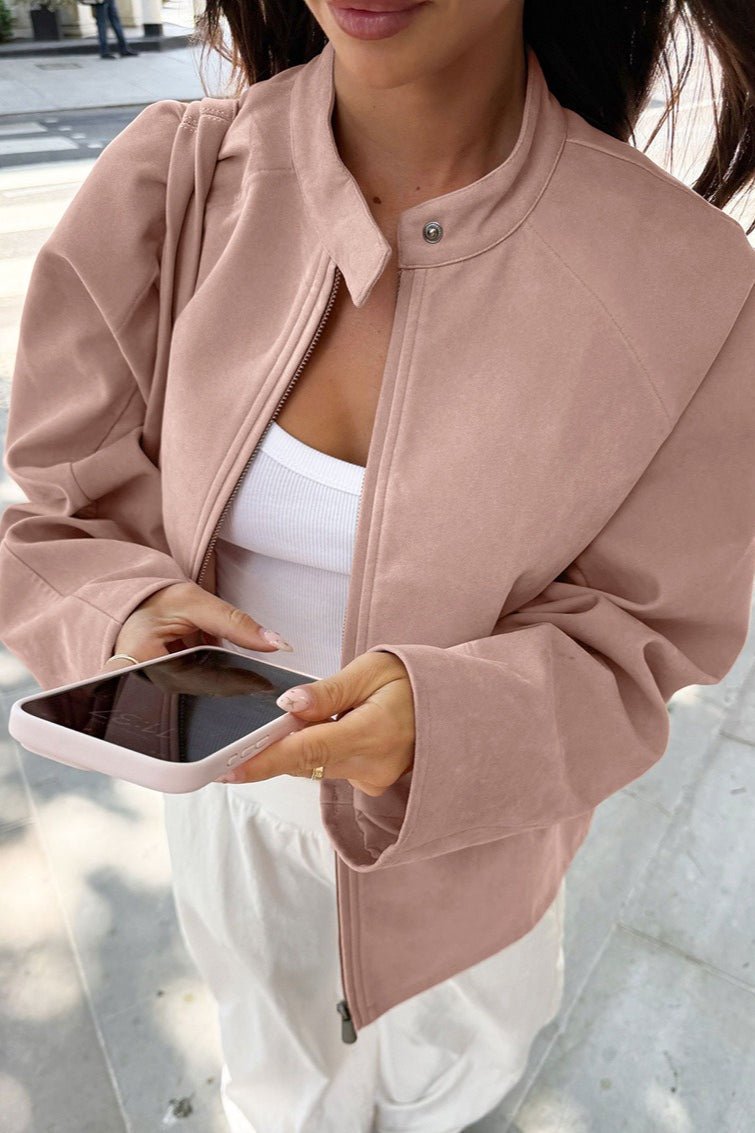 SOERA Queenie Suede Bomber Jacket - Jackets - em1761302825922577208 M Pink