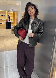 Svea Crocodile Embossed Vegan Leather Jacket