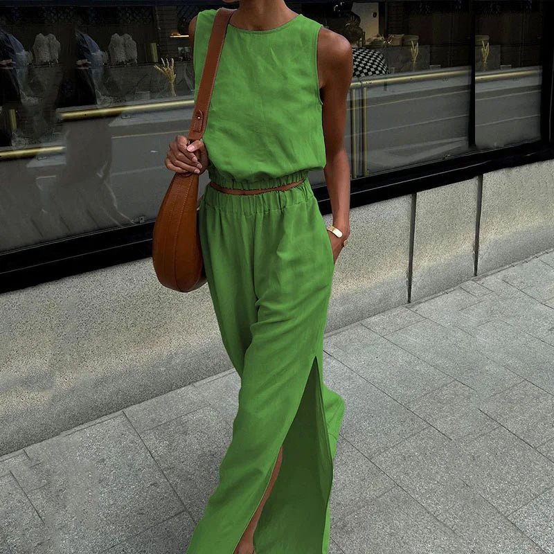 SOERA Hilde Cotton Linen Two - Piece Set - Jumpsuit -  Green S