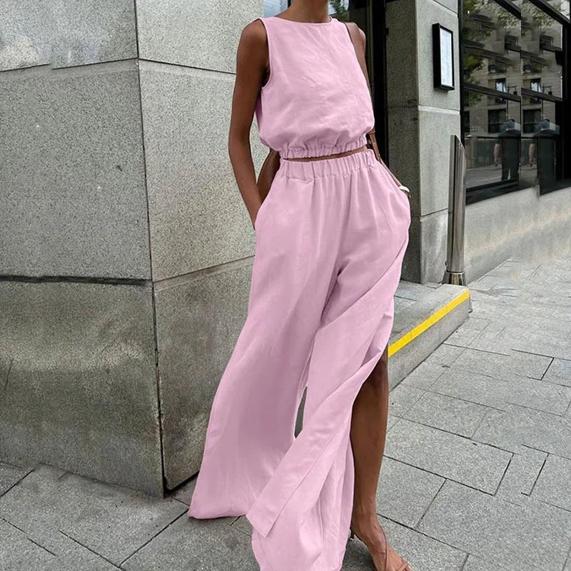 SOERA Hilde Cotton Linen Two - Piece Set - Jumpsuit -  Pink S