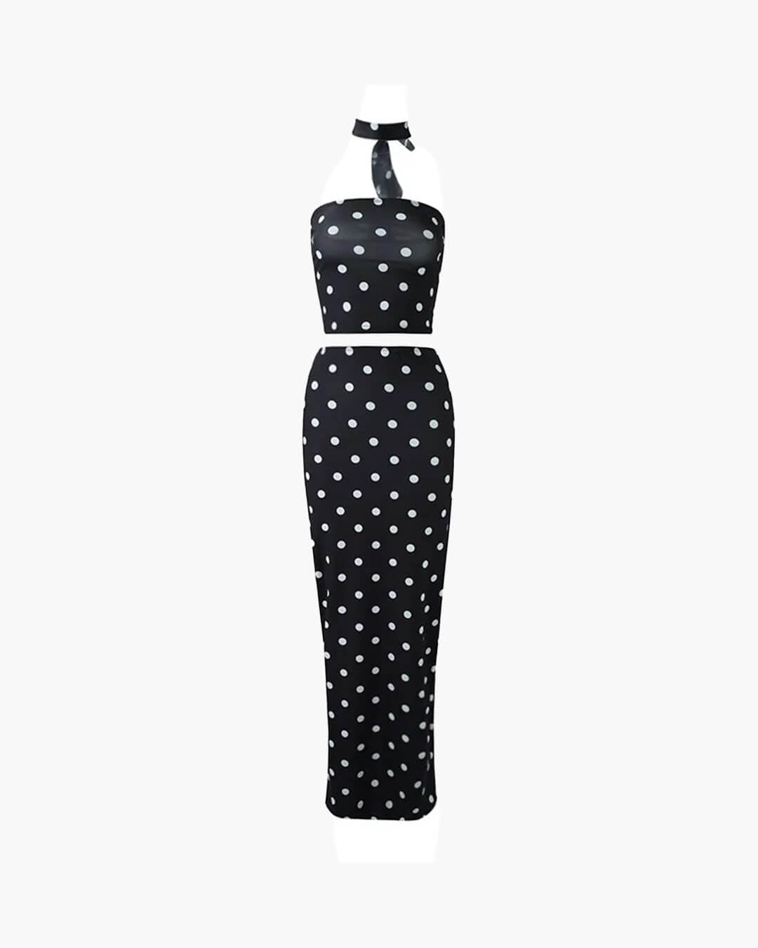 SOERA Maelle Dot Print Strapless Two - Piece Set - Jumpsuit -  Black L