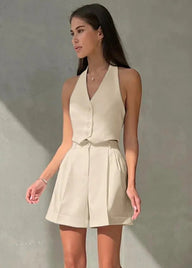 Bianca Skräddad Halterväst & Shorts Set