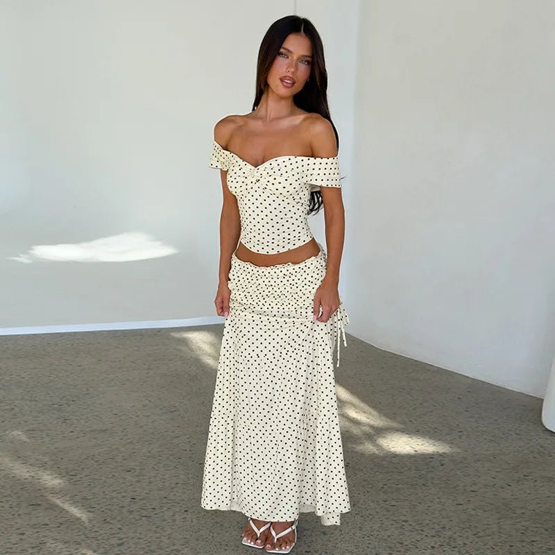 SOERA Maisie Off-Shoulder Crop Top Skirt Set - Matching Sets -  White XS