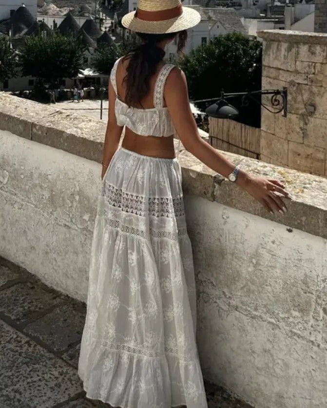 SOERA Margot Bohemian Crop Top Maxi Skirt Set - Matching Sets -  Off Shoulder S