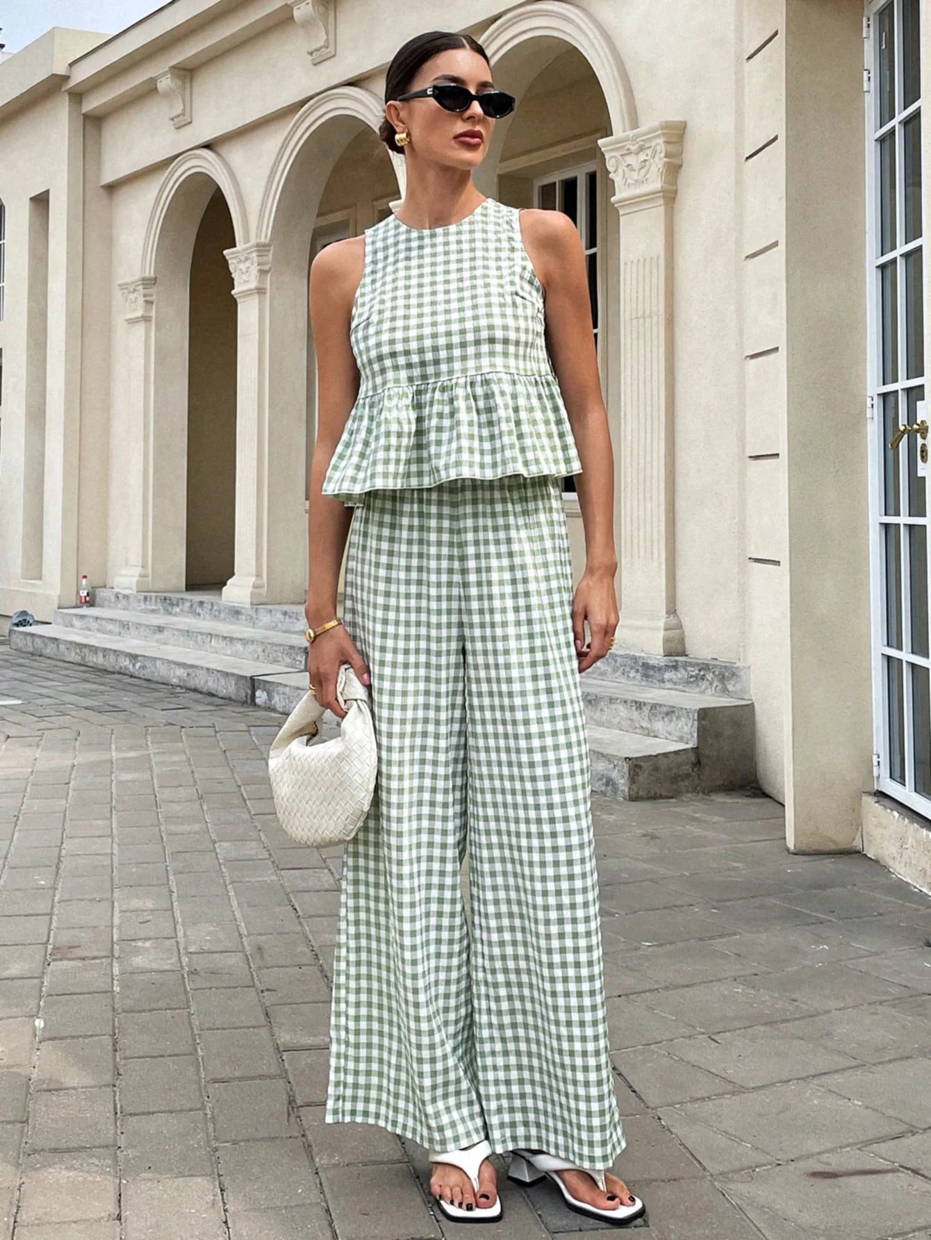SOERA Mei Lattice Ruffled Two - Piece Set - Matching Sets -  Light Green M
