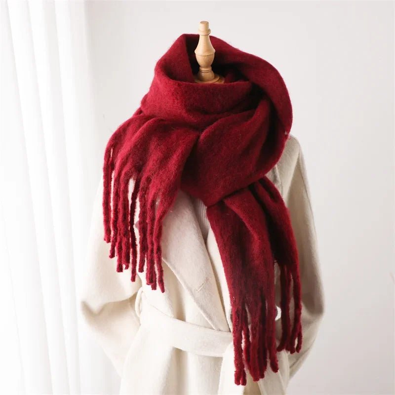 SOERA Tanya Tasseled Winter Scarf - Scarf - 1005009466241802-;LY1764703454508751606 Black