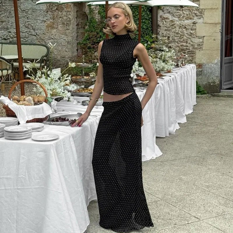 SOERA Petra Polka Dot Sleeveless Two - Piece Set - Set -  L