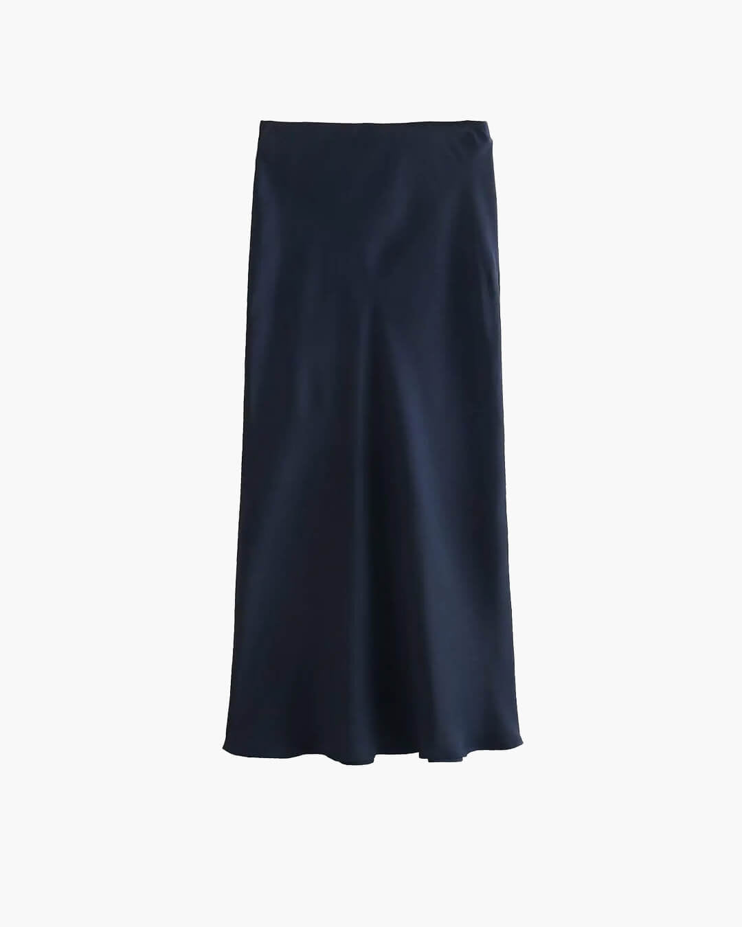 SOERA Anais High Waist Black Satin Midi Skirt - Skirt -  Navy Blue XS