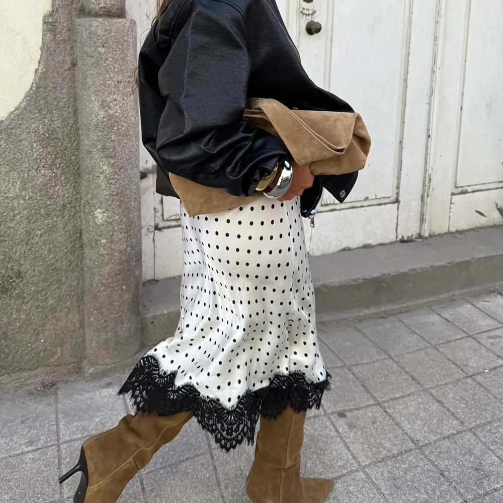 SOERA Nicky Retro Dots Lace Midi Skirt - Skirts - 1005010113115005-;eE1774621553326788998 White L