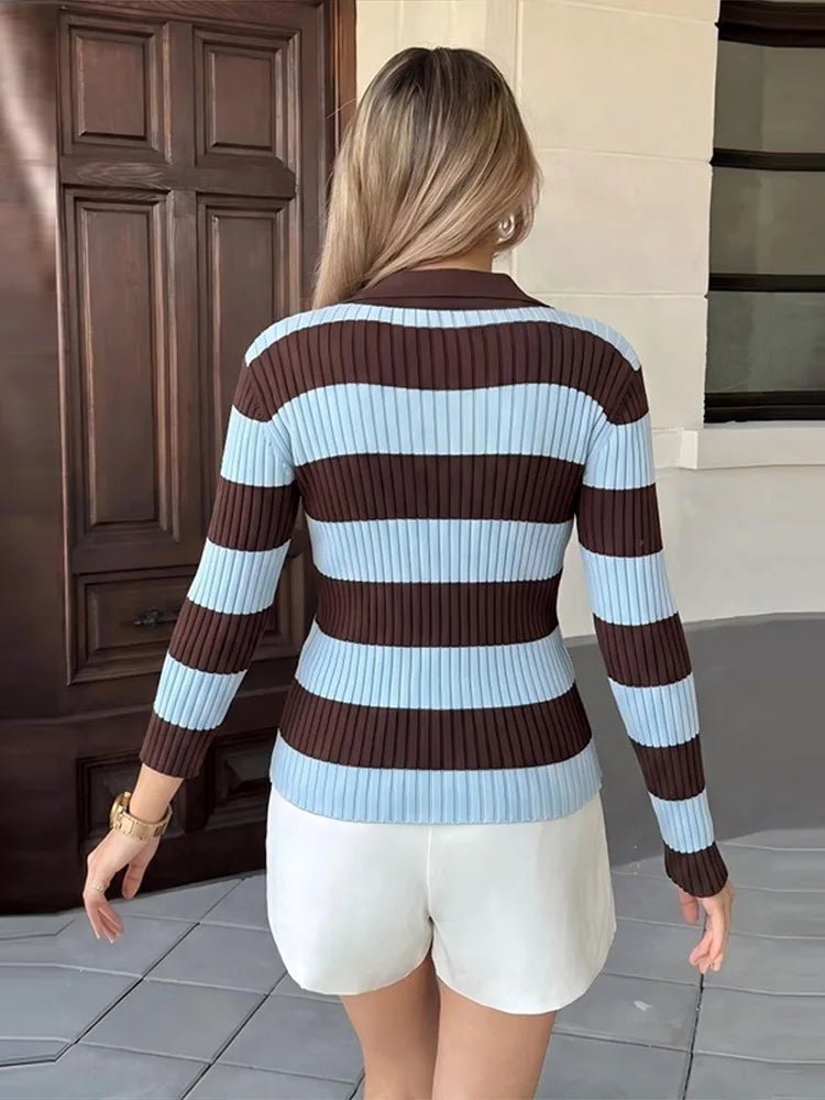 SOERA Alicia Striped Polo Knit Pullover - Sweater - SOERA-862019-DEF-OS-76131 S