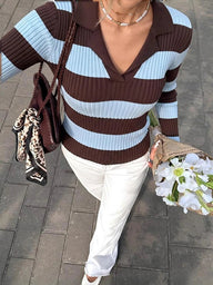Alicia Randig Polo Stickad Pullover
