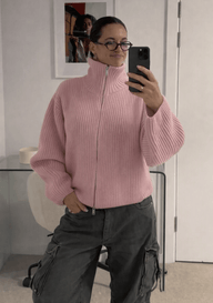Daniela Oversized ribbad zip-up tröja