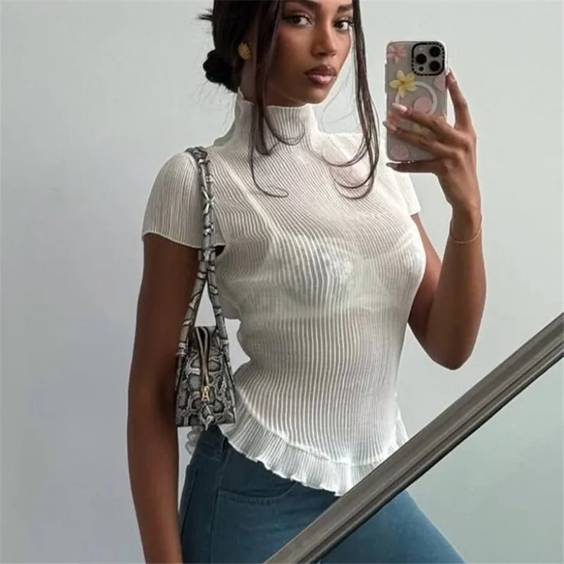 SOERA Celeste Ribbed Turtleneck Tee - Top -  L
