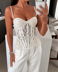 Aneyla Spets Genomskinlig Bustier Cami-topp