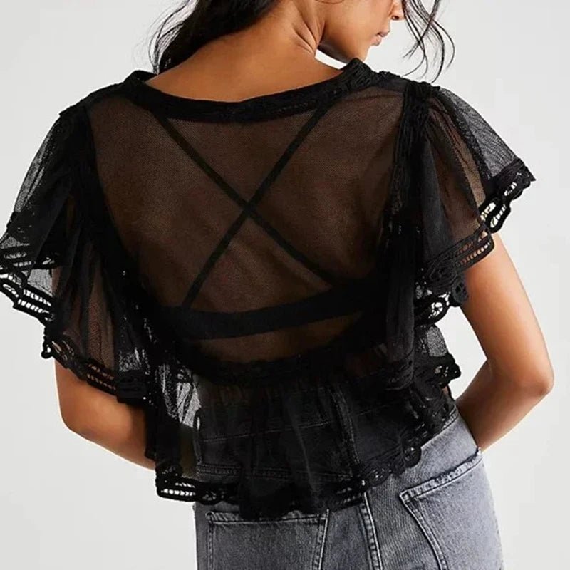SOERA Genevra Sheer Chiffon Blouse - Tops -  Black S