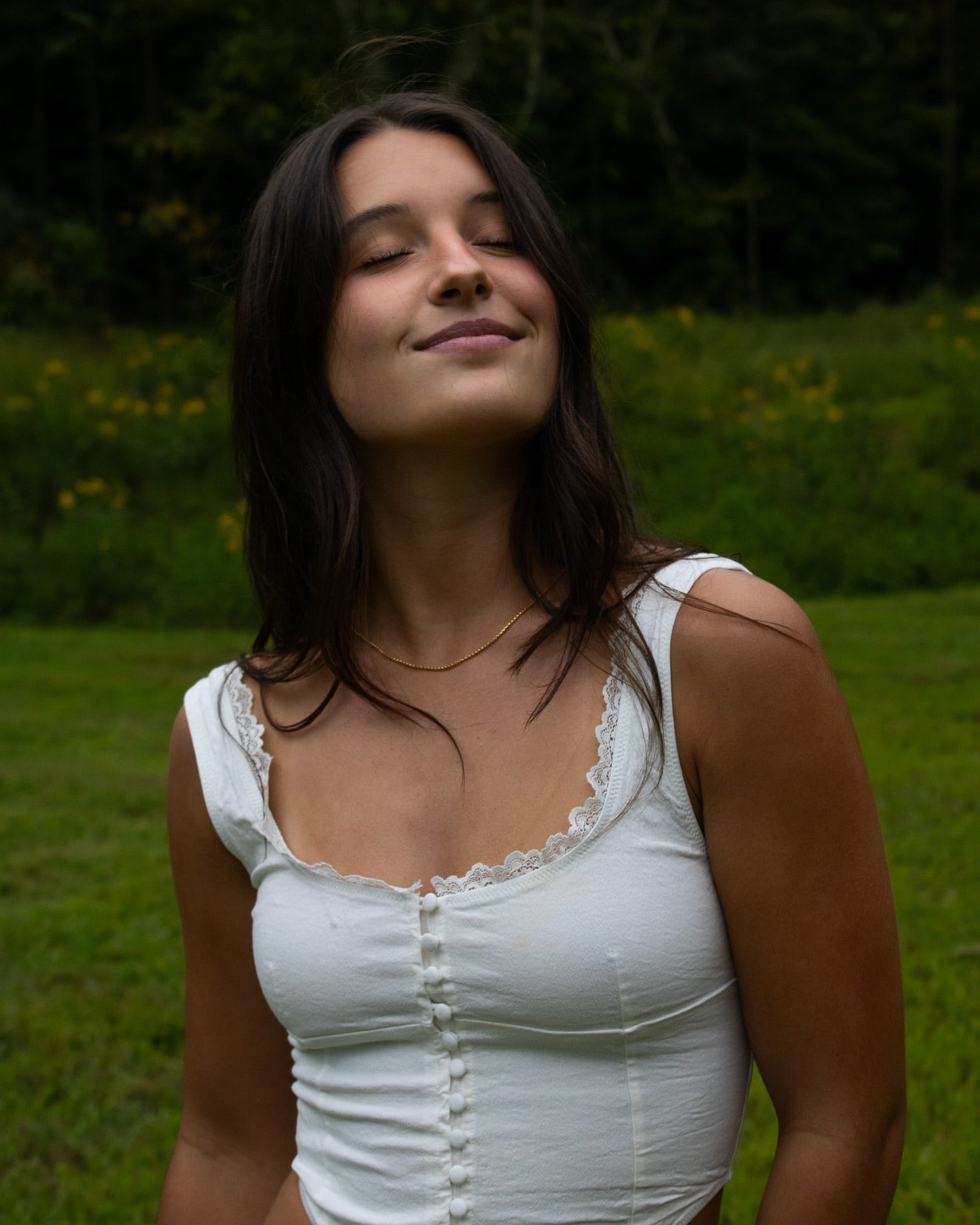 SOERA Nadira Lace Trim Strappy Button Top - Tops -  White M