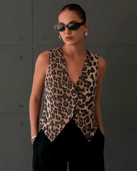 Bianca väst med leopardmönster