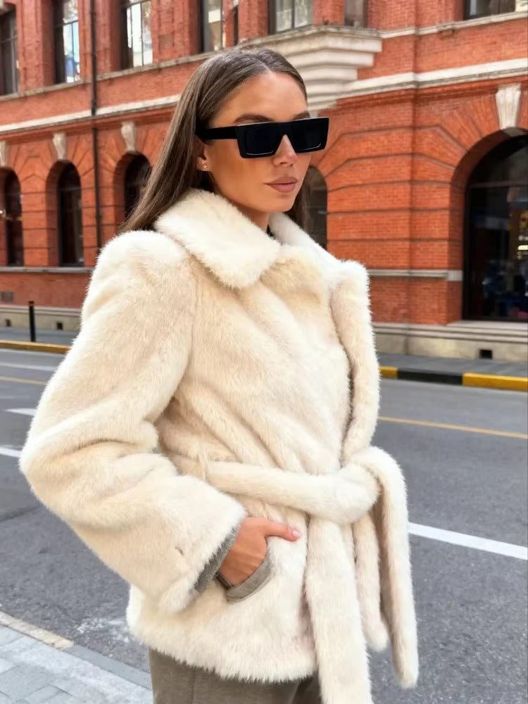 SOERA Isabelle Belted Faux Fur Coat - Women’s Coats & Jackets - 3256810138255070-;Ht1763778893337955563 Beige S