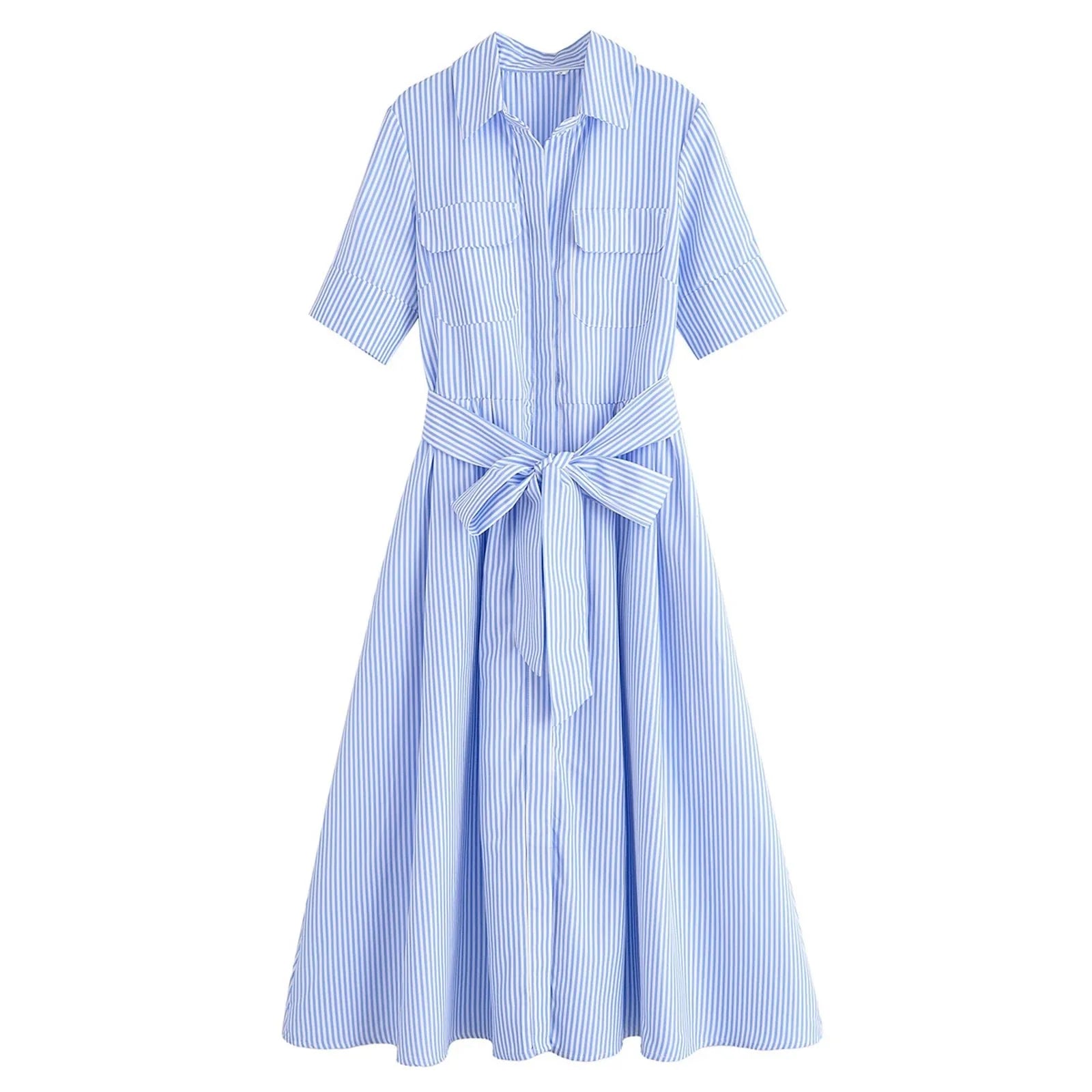 Beatrice Belted Shirt Midi Dress